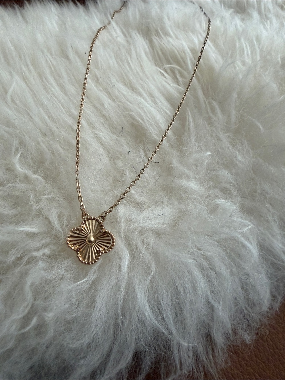 Designer Inspired Gold color Clover Pendant Necklace